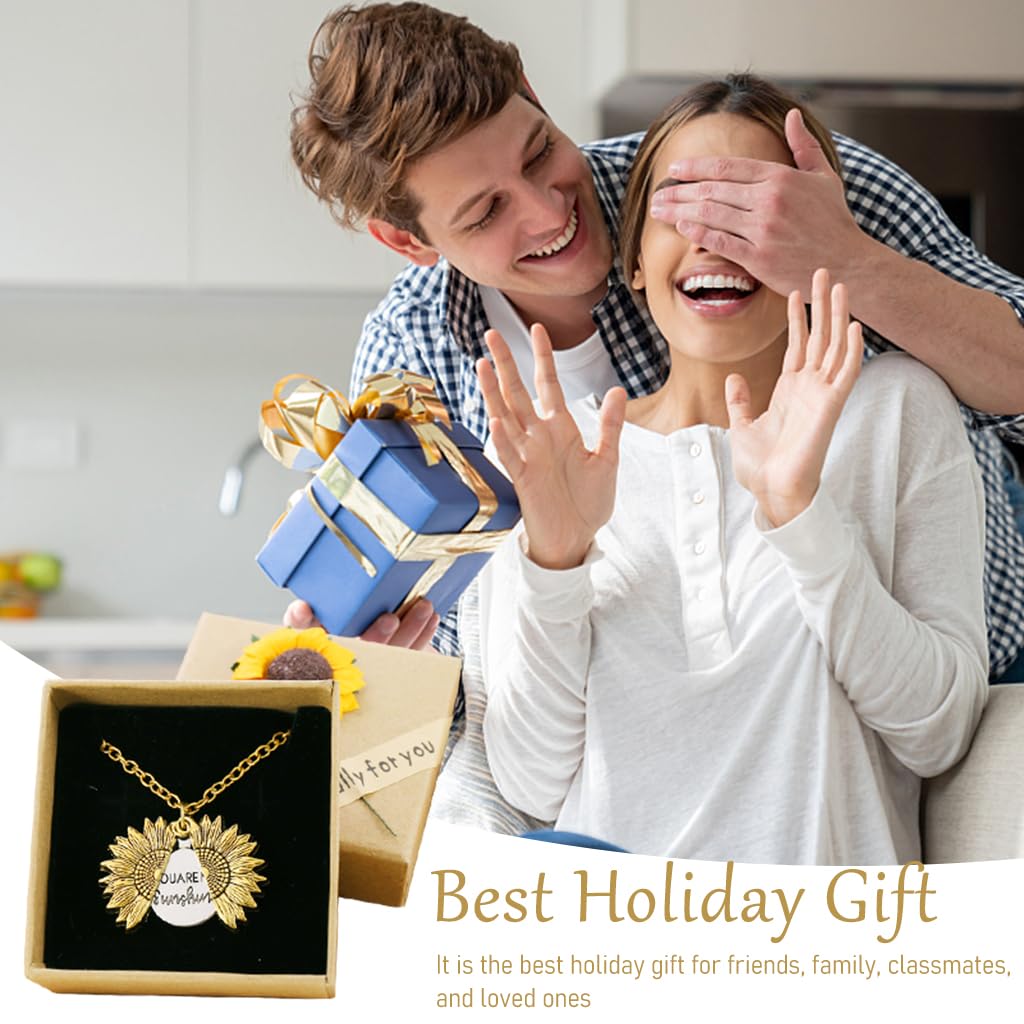 SANNIDHI Necklace for Women, Girls Stylish Chain Sunflower Pendant for Girls, Women Engraved Metal Necklace with Gift Box for Couples, Best Friends, Pendant for Girlfriend & Boyfriend - Golden SANNIDHI Necklace for Women, Girls Stylish Chain Sunflower Pendant for Girls, Women Engraved Metal Necklace with Gift Box for Couples, Best Friends, Pendant for Girlfriend & Boyfriend - Golden